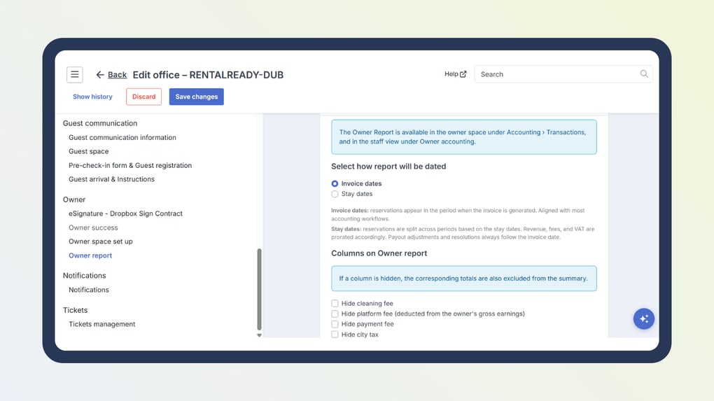 RentalReady customer newsletter - Owner report